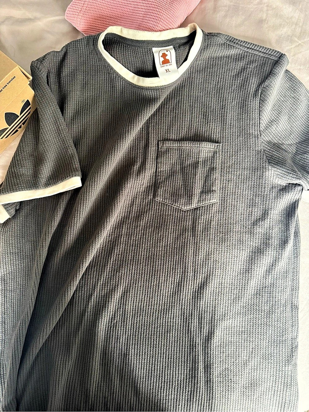 Danny Del Mar Ribbed Pocket Tee Gray XL Like New
